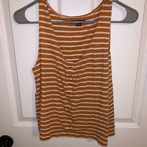 American Eagle Orange Stripped Button Down Tank